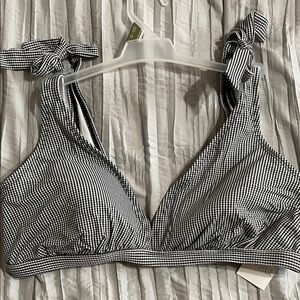 Time and Tru Black and White Checkered Bikini Top